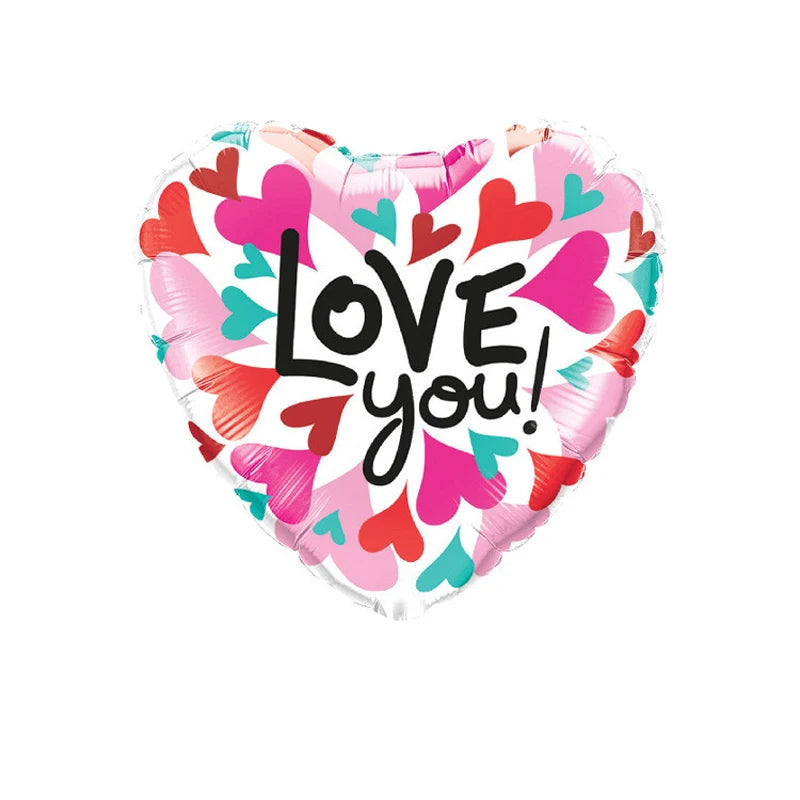 Lot de 10 ballons à hélium de 45,7 cm en forme de cœur avec inscription « I Love You » pour décoration de mariage, de Saint-Valentin ou de fête