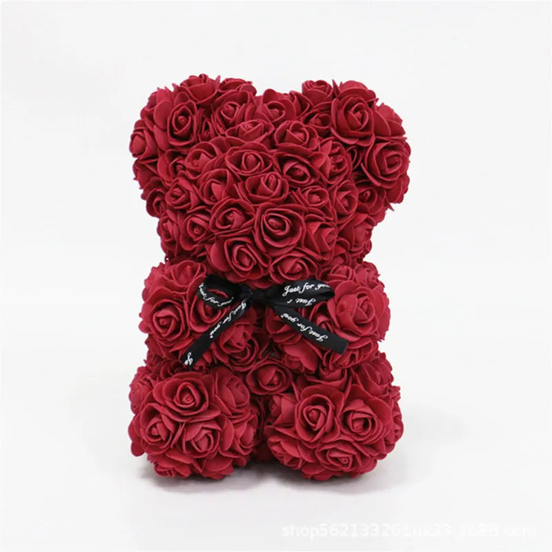 1pc 25cm Artificial Foam Flowers Bear Rose Romantic