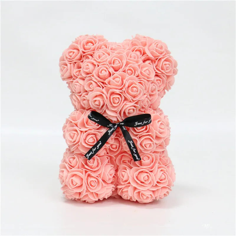 1pc 25cm Artificial Foam Flowers Bear Rose Romantic