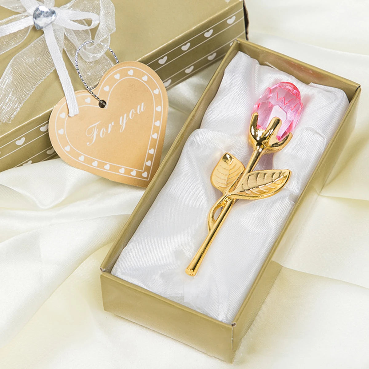 1 pz Mini fiore di cristallo di rosa di vetro Fiori artificiali Ornamento per la stanza Decorazione per ufficio e scrivania Festa di nozze Regalo di San Valentino