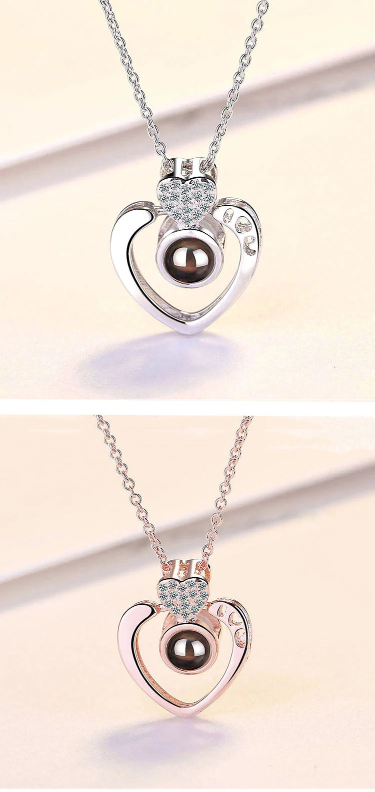 Love Projection Necklace With Exquisite Rose Gift Box100 Languages I Love You