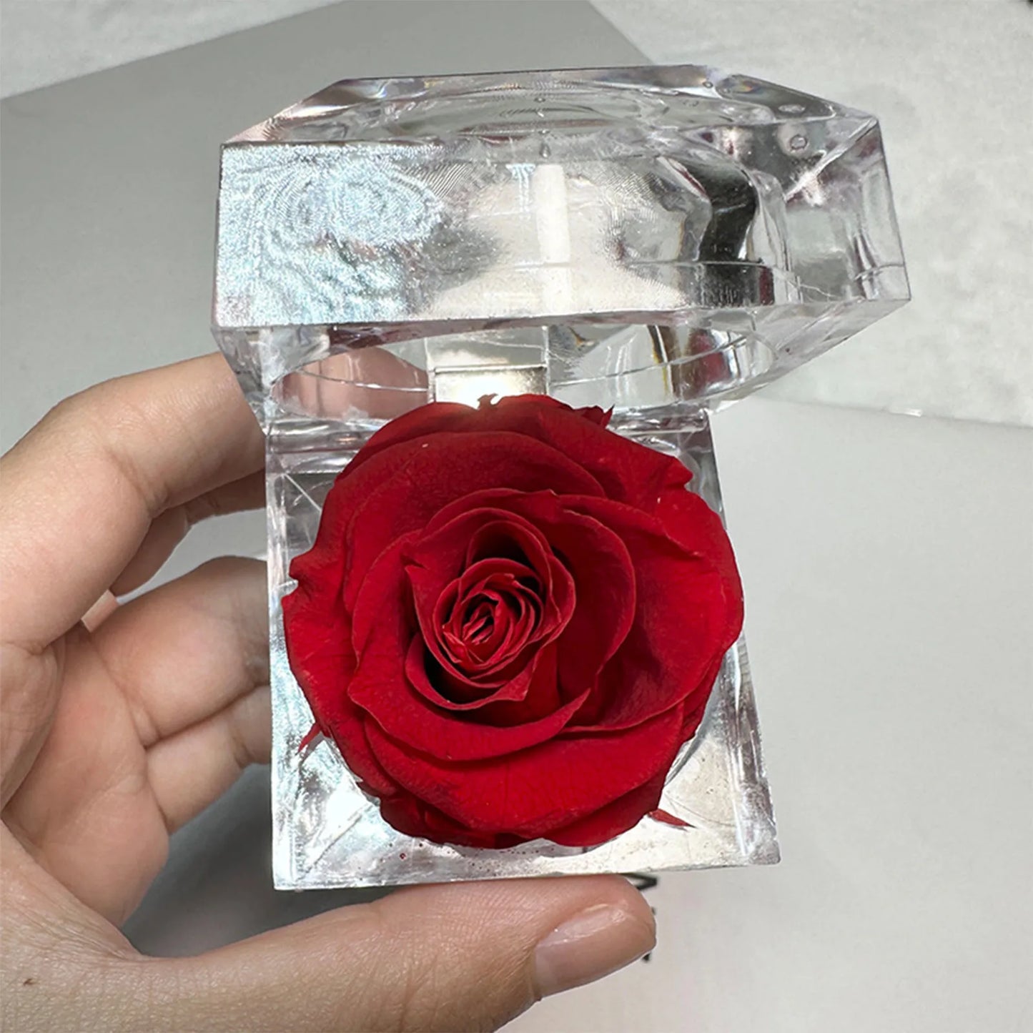 Rosa di fiori conservati, rosa mai appassita, regalo per San Valentino, compleanno e anniversario con scatola regalo con cassetto