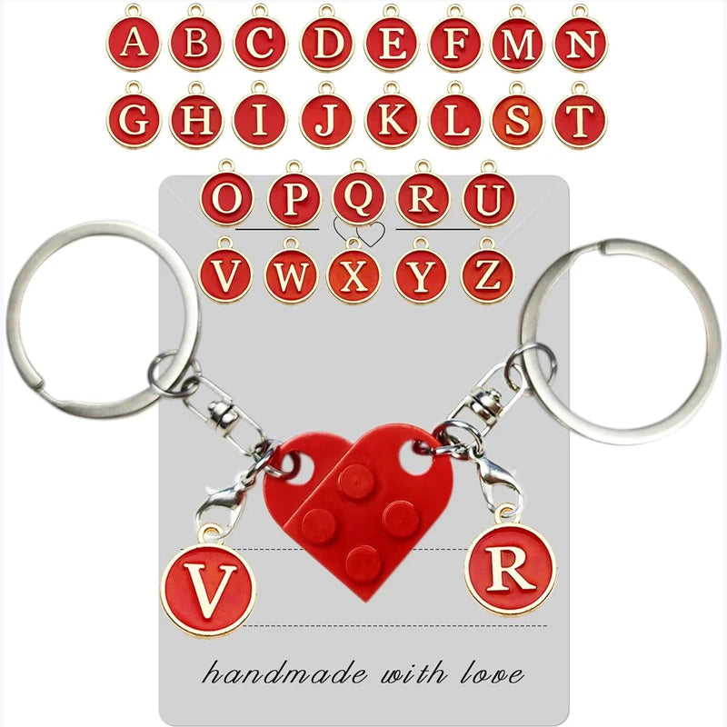 Portachiavi personalizzato a forma di cuore abbinato a forma di mattone per coppia, regali per San Valentino per fidanzato e fidanzata, portachiavi dolce per coppia