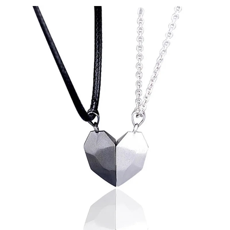 Collier pendentif couple simple de bonne qualité électrocardiogramme, cœur magnétique, collier pendentif épissage cadeau de Saint Valentin