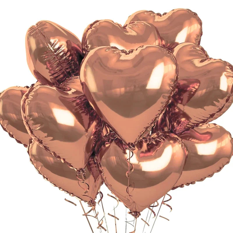 Lot de 60 à 5 ballons gonflables en forme de cœur rouge en aluminium, décorations de fête d'anniversaire à faire soi-même, cadeaux de mariage pour la Saint-Valentin