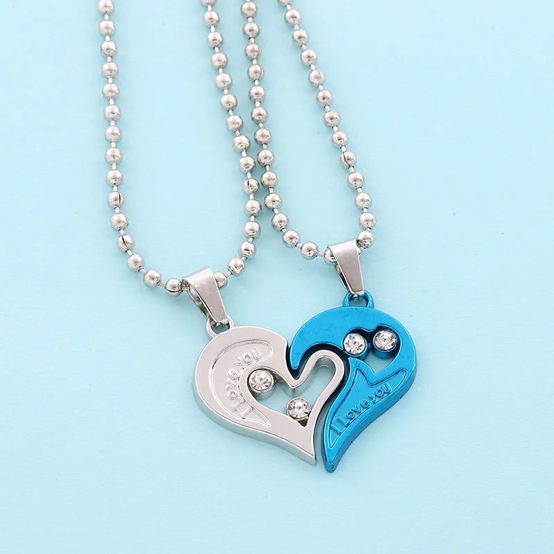 Collier pendentif couple simple de bonne qualité électrocardiogramme, cœur magnétique, collier pendentif épissage cadeau de Saint Valentin