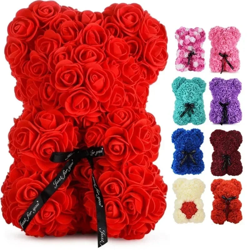 2024 Nouvelle Fleur Artificielle Rose Éternelle Ours en Peluche pour Maman Fête des Mères Anniversaire Saint Valentin Cadeaux et Décorations d'Anniversaire