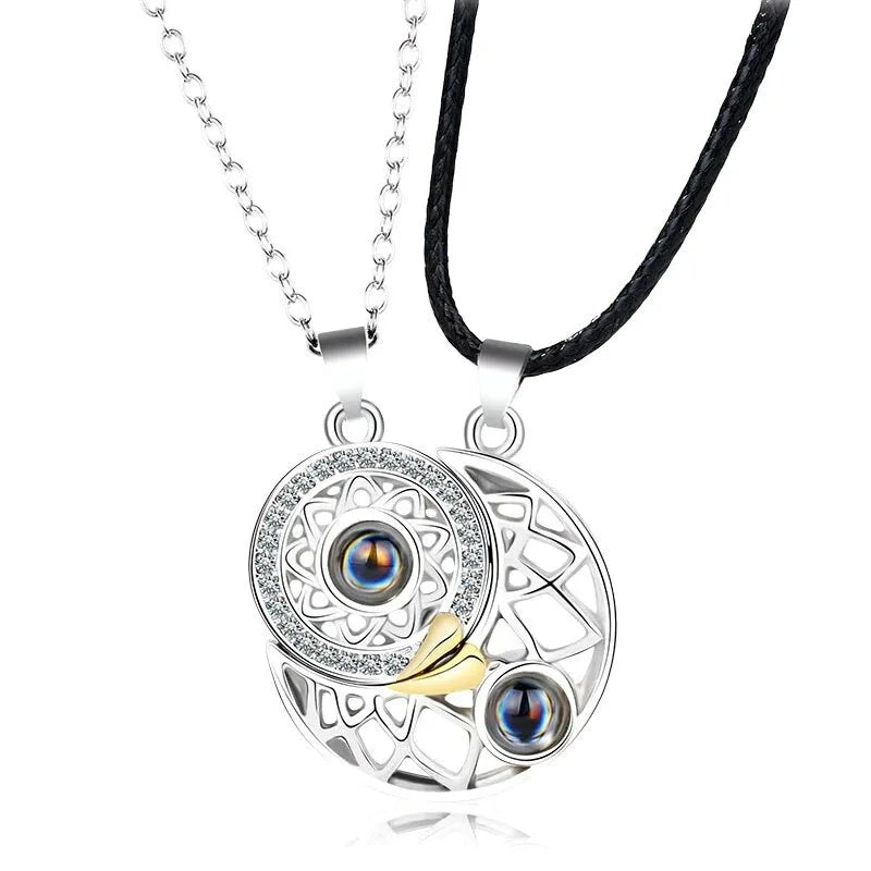 Collana con ciondolo per coppia di buona qualità semplice elettrocardiogramma, cuore magnetico, collana con ciondolo a giunzione regalo per San Valentino