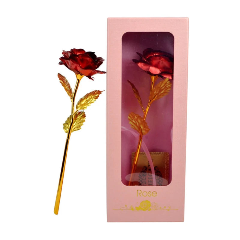 Scatola regalo con finestra a forma di rosa in lamina dorata, regalo per San Valentino, festa dell'insegnante, regalo creativo