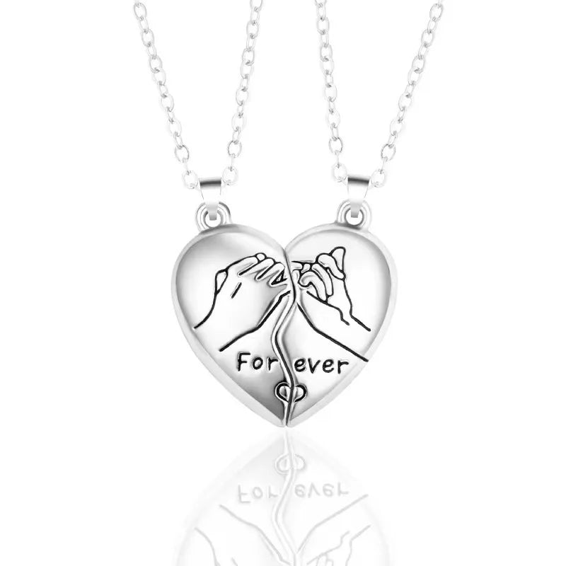 Collier pendentif couple simple de bonne qualité électrocardiogramme, cœur magnétique, collier pendentif épissage cadeau de Saint Valentin