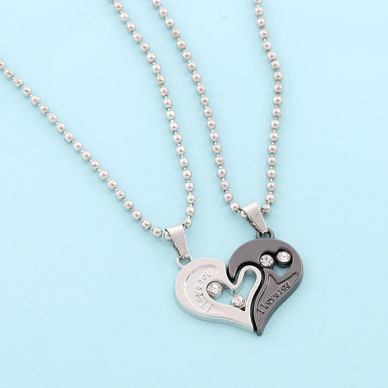 Collier pendentif couple simple de bonne qualité électrocardiogramme, cœur magnétique, collier pendentif épissage cadeau de Saint Valentin