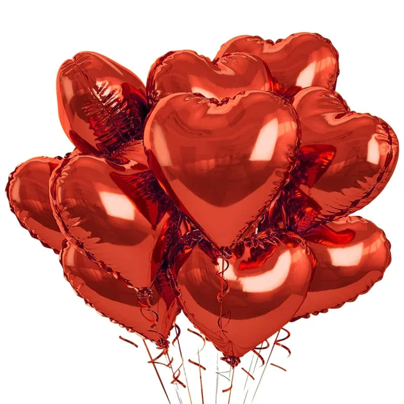 Lot de 60 à 5 ballons gonflables en forme de cœur rouge en aluminium, décorations de fête d'anniversaire à faire soi-même, cadeaux de mariage pour la Saint-Valentin