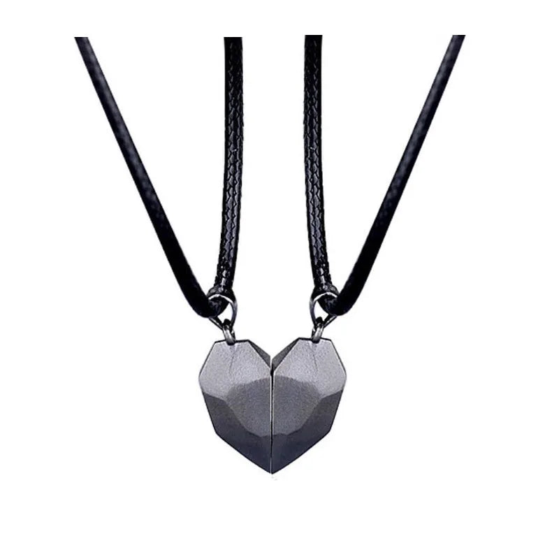 Collier pendentif couple simple de bonne qualité électrocardiogramme, cœur magnétique, collier pendentif épissage cadeau de Saint Valentin