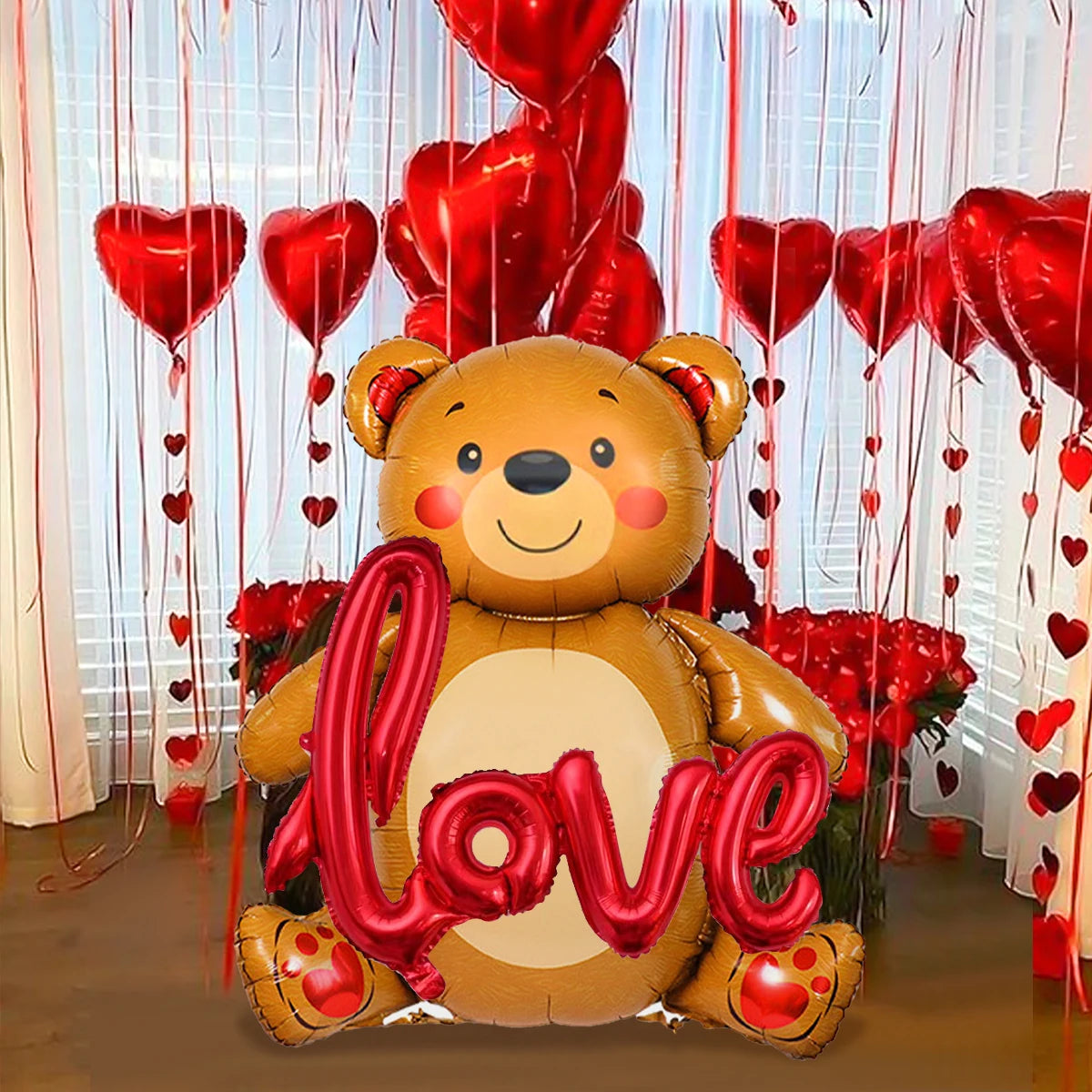 4pcs Valentine's Day love cute bear balloons, Valentine's Day romantic decorations, confessions, proposals, anniversaries