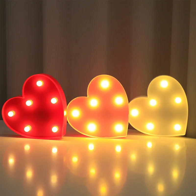 Lampe LED en forme de cœur pour mariage, veilleuse romantique rouge et rose, décoration d'anniversaire, de Noël, de maison, cadeau de Saint-Valentin