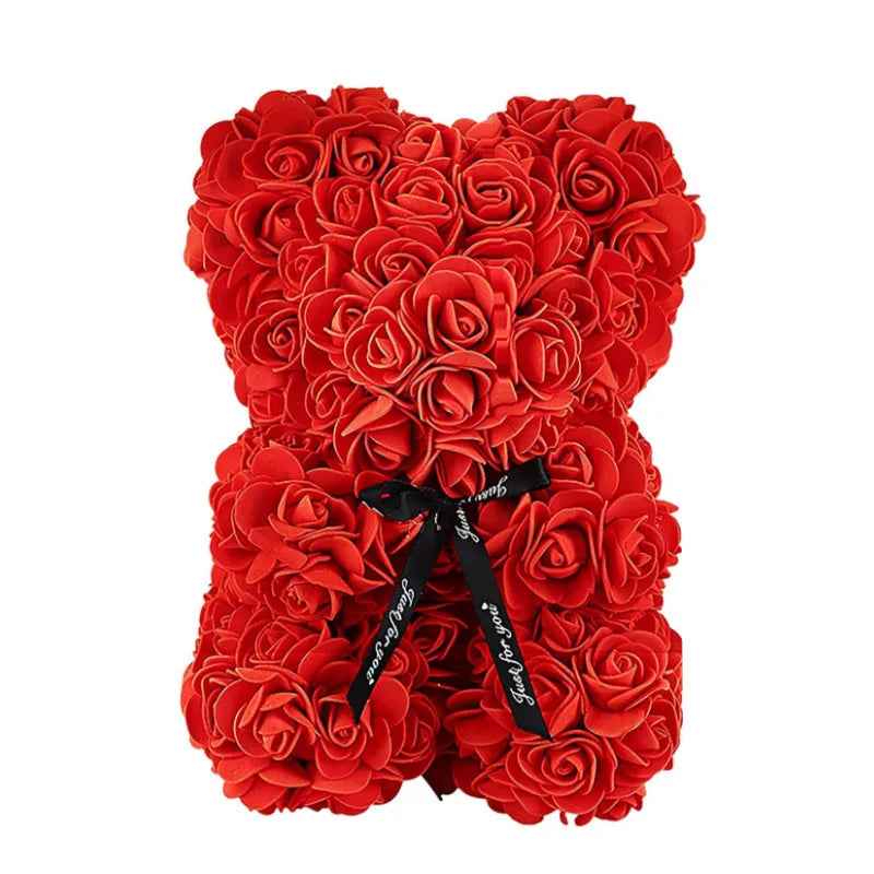 1pc 25cm Artificial Foam Flowers Bear Rose Romantic