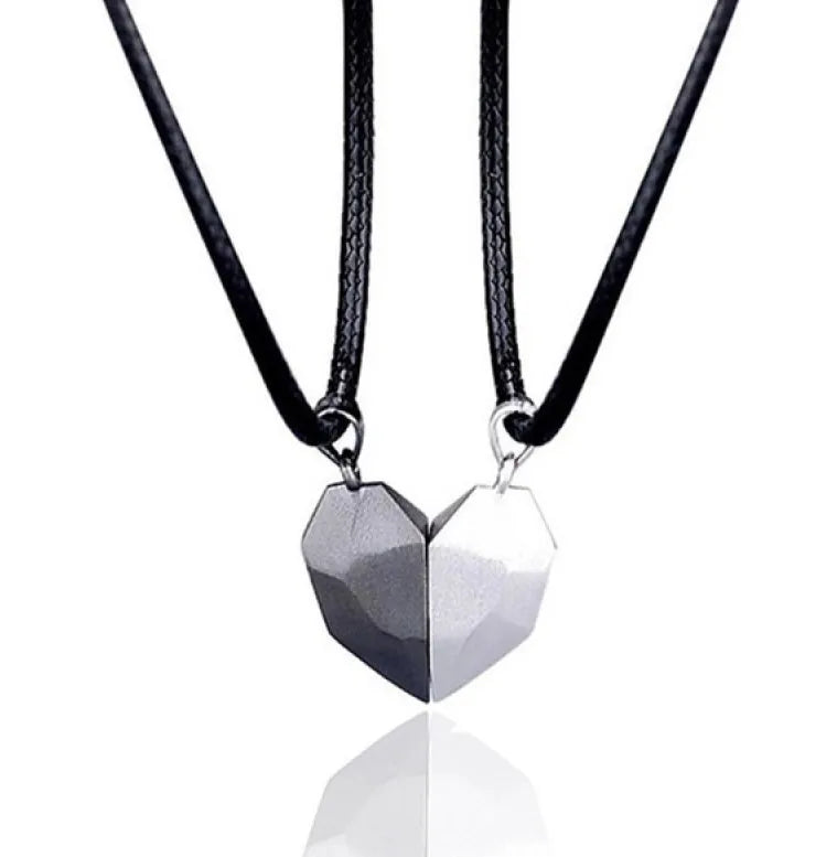 Collier pendentif couple simple de bonne qualité électrocardiogramme, cœur magnétique, collier pendentif épissage cadeau de Saint Valentin