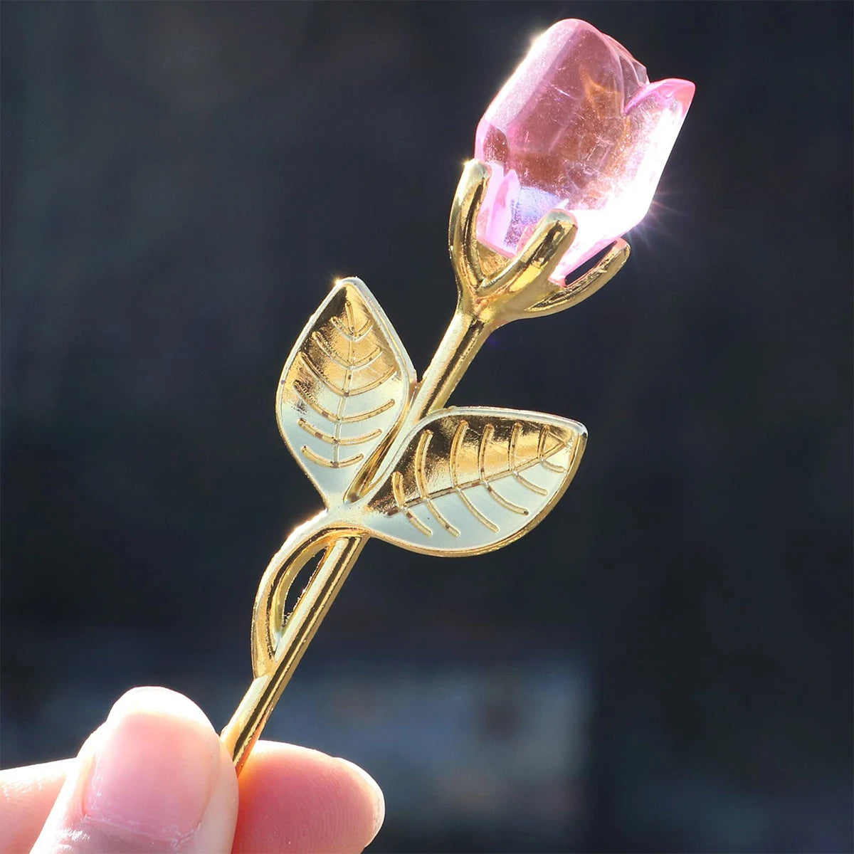 1 pz Mini fiore di cristallo di rosa di vetro Fiori artificiali Ornamento per la stanza Decorazione per ufficio e scrivania Festa di nozze Regalo di San Valentino