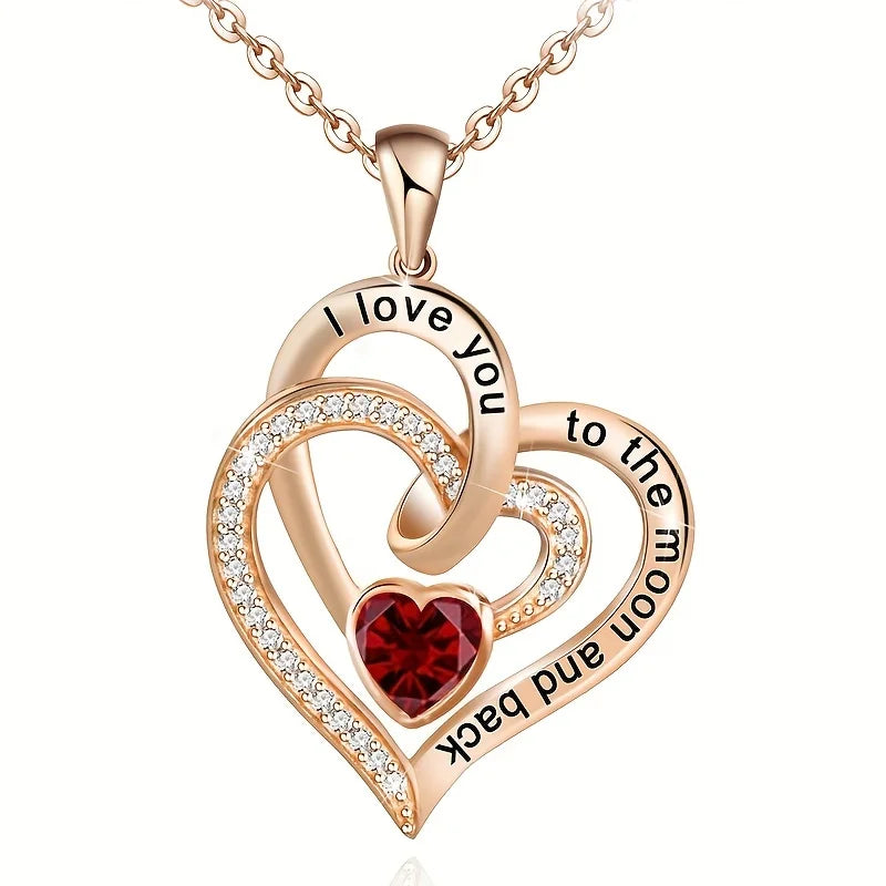 Collana di lusso con cuore in zircone e fiore di rosa, scatola regalo per donne, fidanzate, 2024, nuovo regalo di gioielli alla moda per San Valentino