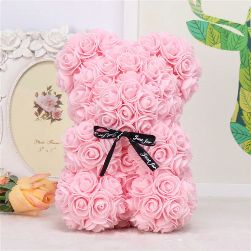 1pc 25cm Artificial Foam Flowers Bear Rose Romantic