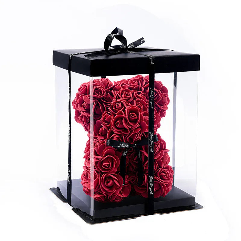 1 pz 20 cm Rose Bear Fiori di schiuma artificiali Orso Romantico Regali creativi per San Valentino Anniversario Matrimonio Compleanno con scatola