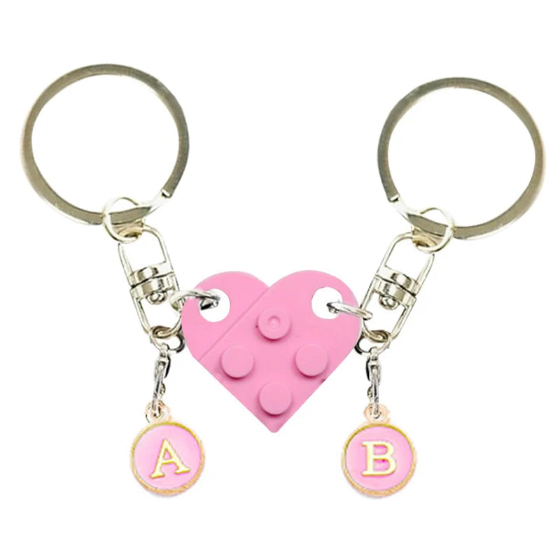 Portachiavi personalizzato a forma di cuore abbinato a forma di mattone per coppia, regali per San Valentino per fidanzato e fidanzata, portachiavi dolce per coppia