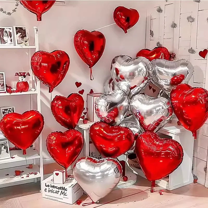 60-5 pezzi palloncini in lamina a forma di cuore rosso palloncini gonfiabili ad elio fai da te decorazioni per feste di compleanno per regali di San Valentino per feste di nozze