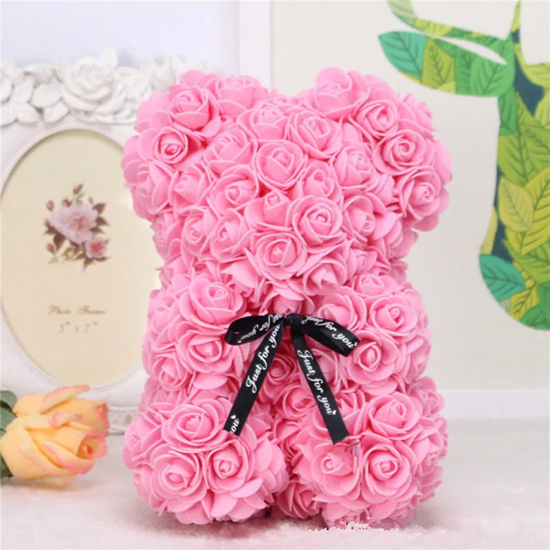 1pc 25cm Artificial Foam Flowers Bear Rose Romantic