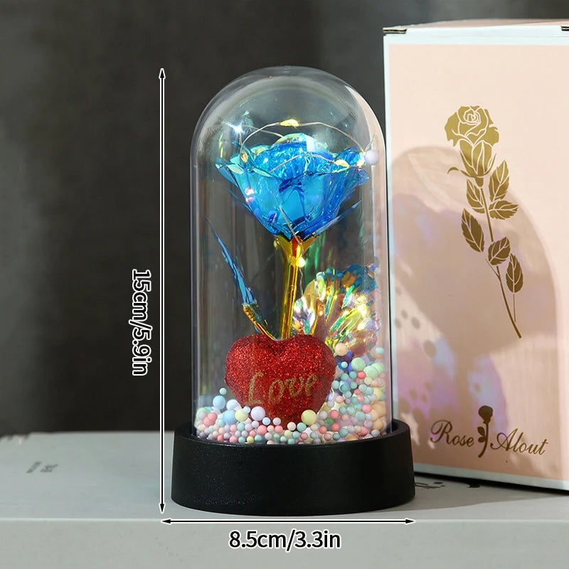 Creative Flowers Rose in Glass Cover Light Up whit LED