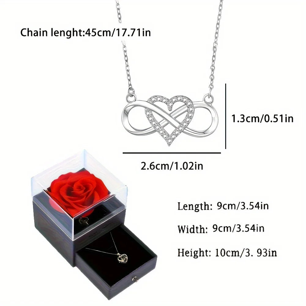 Elegante collana con ciondolo a forma di cuore infinito con lussuosa scatola regalo rosa per fidanzata moglie regalo di Natale San Valentino anniversario