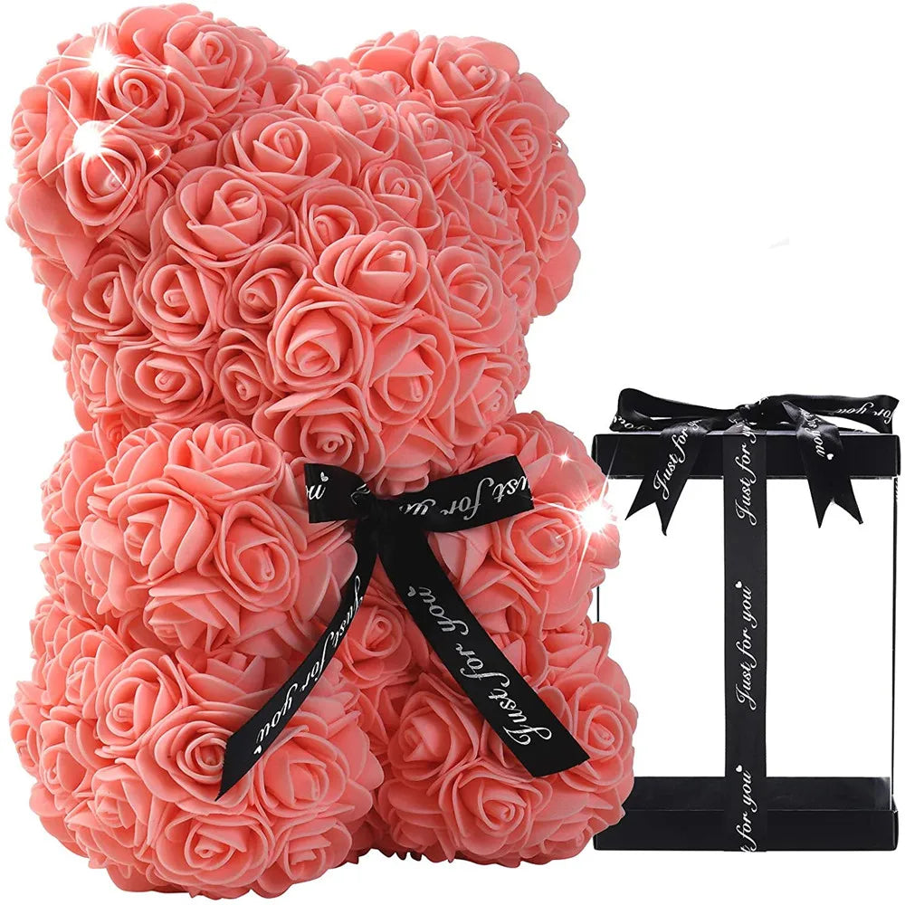 1pc 25cm Artificial Foam Flowers Bear Rose Romantic