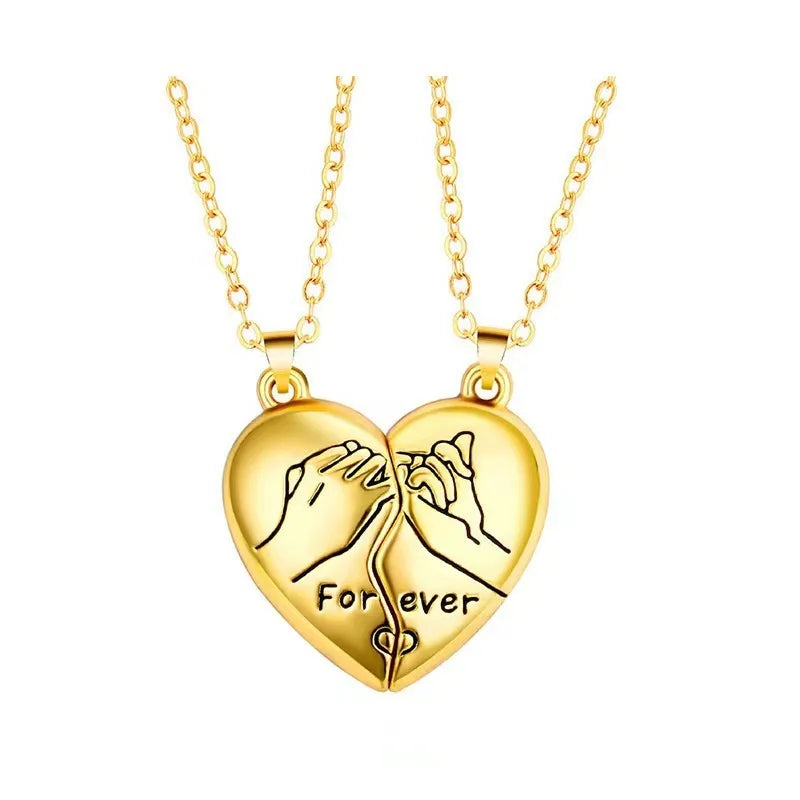 Collier pendentif couple simple de bonne qualité électrocardiogramme, cœur magnétique, collier pendentif épissage cadeau de Saint Valentin