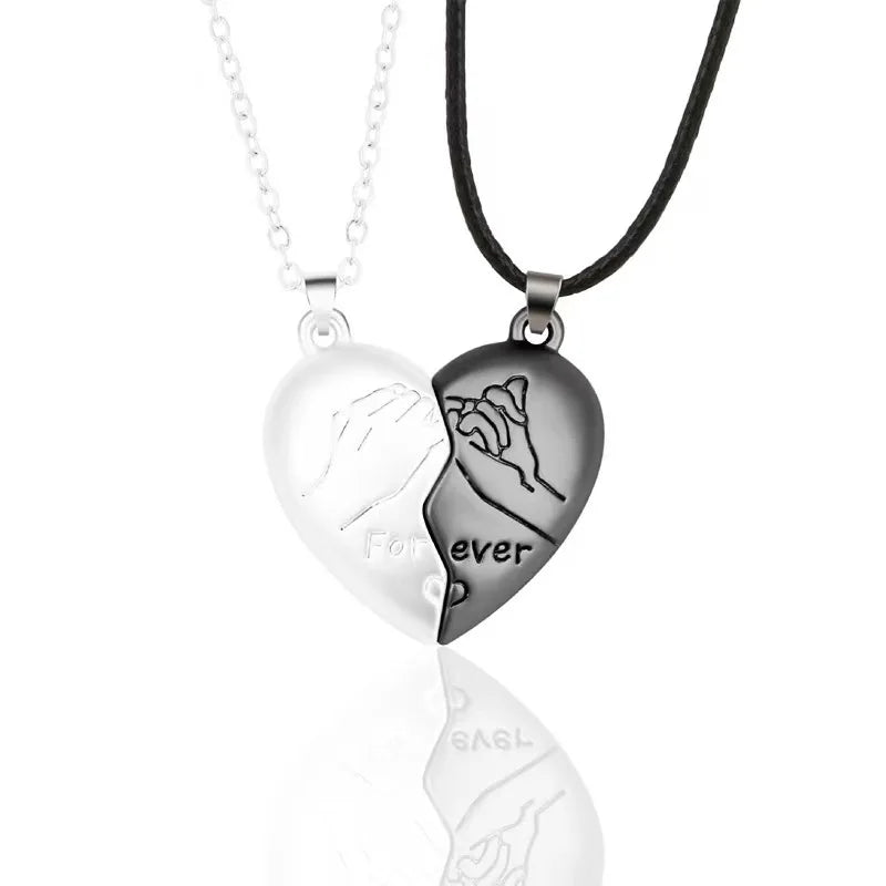 Collana con ciondolo per coppia di buona qualità semplice elettrocardiogramma, cuore magnetico, collana con ciondolo a giunzione regalo per San Valentino