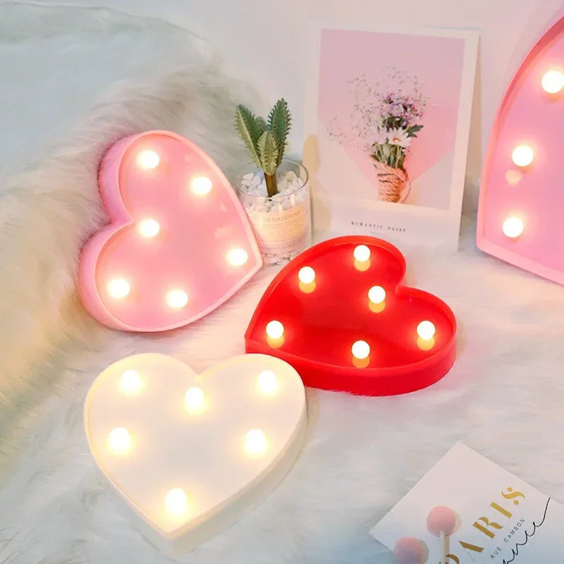 Lampe LED en forme de cœur pour mariage, veilleuse romantique rouge et rose, décoration d'anniversaire, de Noël, de maison, cadeau de Saint-Valentin