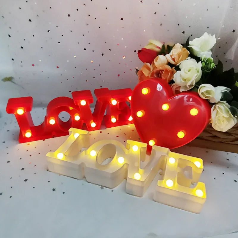 Lampe LED en forme de cœur pour mariage, veilleuse romantique rouge et rose, décoration d'anniversaire, de Noël, de maison, cadeau de Saint-Valentin