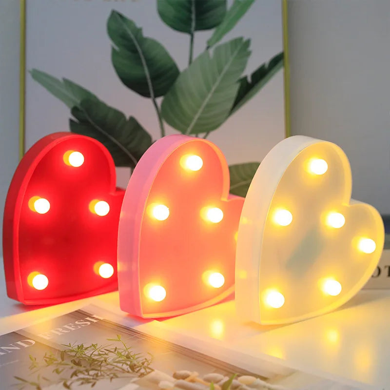 Lampe LED en forme de cœur pour mariage, veilleuse romantique rouge et rose, décoration d'anniversaire, de Noël, de maison, cadeau de Saint-Valentin