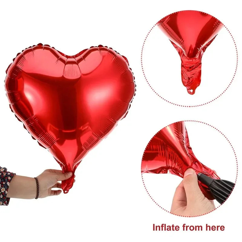 60-5PCS Red Heart Foil Balloons Inflatable Helium Balloon DIY Birthday Party Ornaments For Valentine's Day Wedding Party Gifts