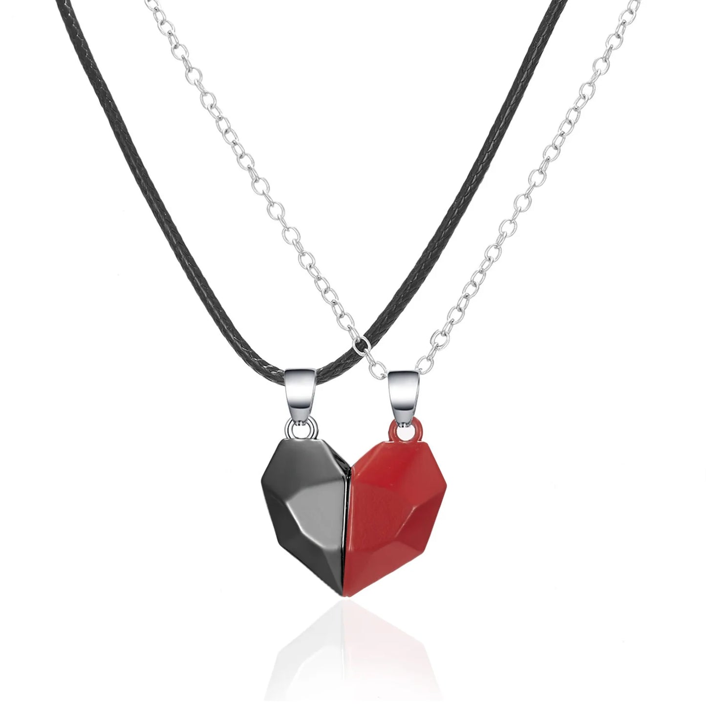 Collana con ciondolo per coppia di buona qualità semplice elettrocardiogramma, cuore magnetico, collana con ciondolo a giunzione regalo per San Valentino