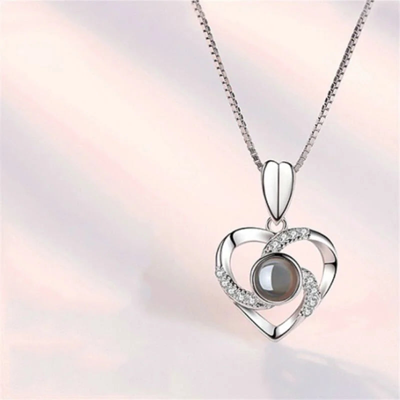 Love Heart Necklace With Rose Gift Box For Women Girlfriend,Valentine Day Present