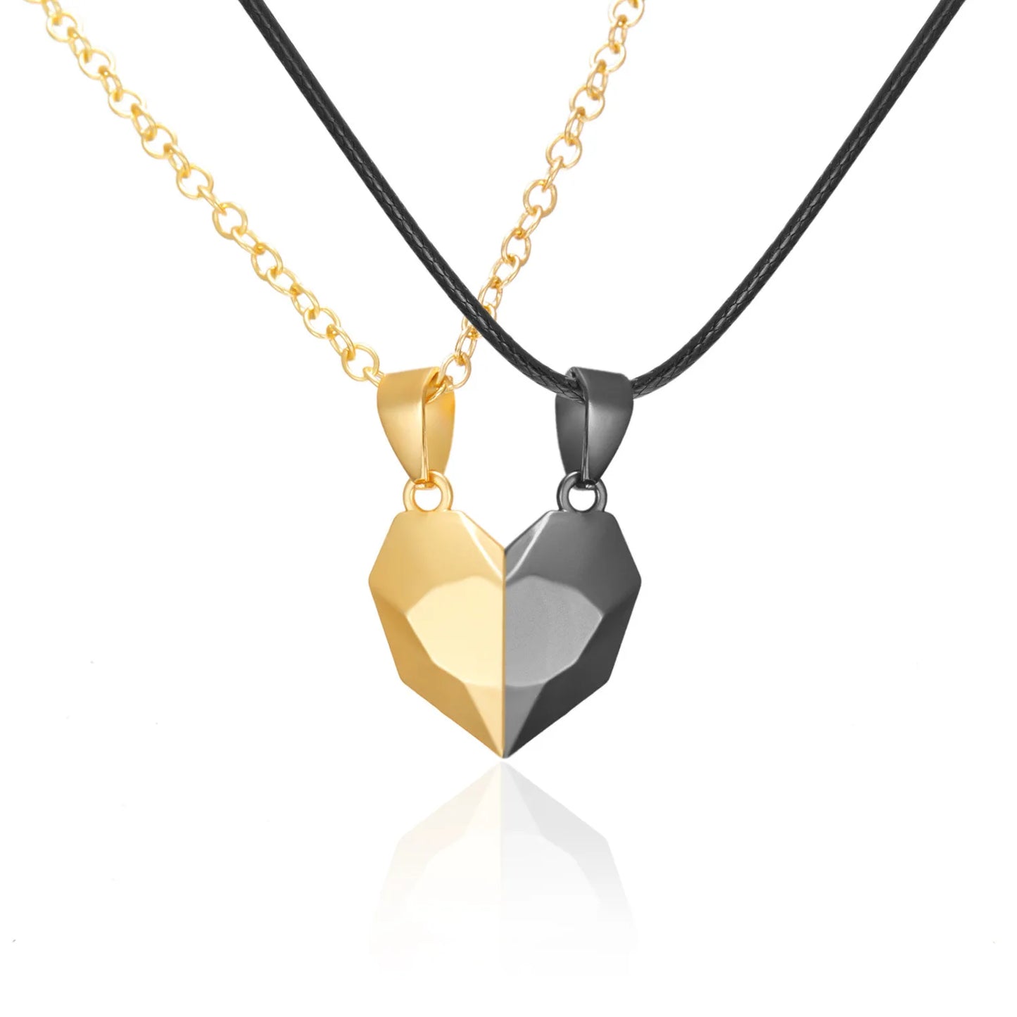 Collana con ciondolo per coppia di buona qualità semplice elettrocardiogramma, cuore magnetico, collana con ciondolo a giunzione regalo per San Valentino