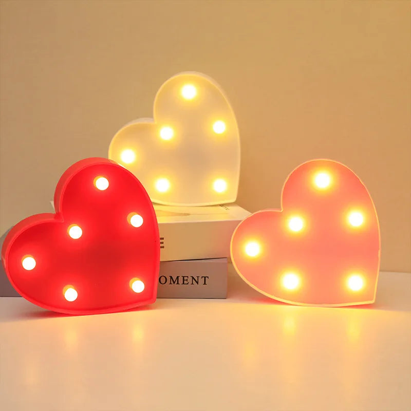 Lampe LED en forme de cœur pour mariage, veilleuse romantique rouge et rose, décoration d'anniversaire, de Noël, de maison, cadeau de Saint-Valentin