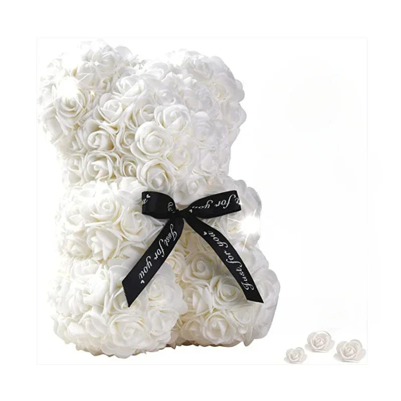 2024 Nouvelle Fleur Artificielle Rose Éternelle Ours en Peluche pour Maman Fête des Mères Anniversaire Saint Valentin Cadeaux et Décorations d'Anniversaire