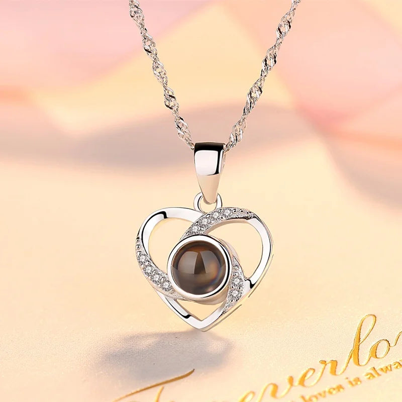 Love Heart Necklace With Rose Gift Box For Women Girlfriend,Valentine Day Present