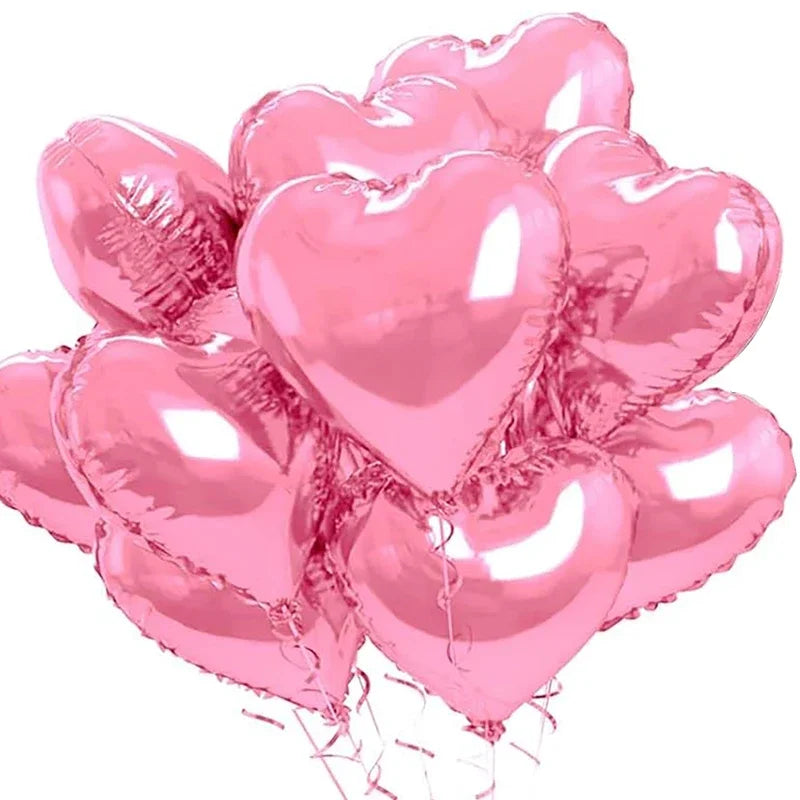 Lot de 60 à 5 ballons gonflables en forme de cœur rouge en aluminium, décorations de fête d'anniversaire à faire soi-même, cadeaux de mariage pour la Saint-Valentin