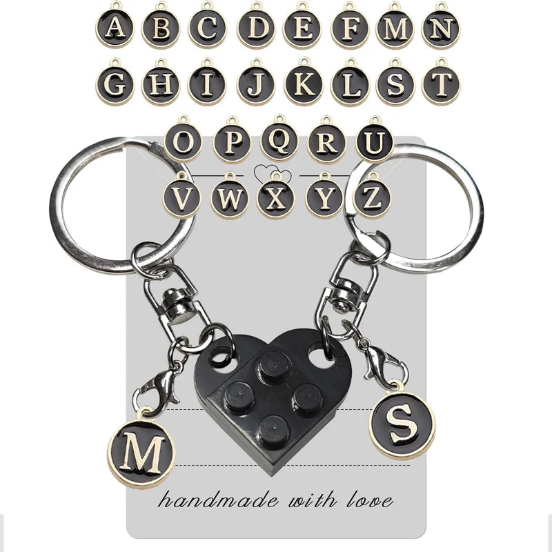 Personalized Brick Matching Heart Keychain for Couple