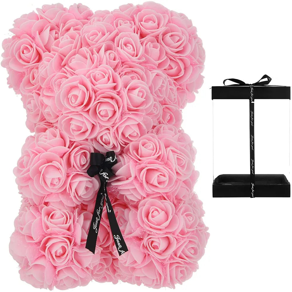 1pc 25cm Artificial Foam Flowers Bear Rose Romantic