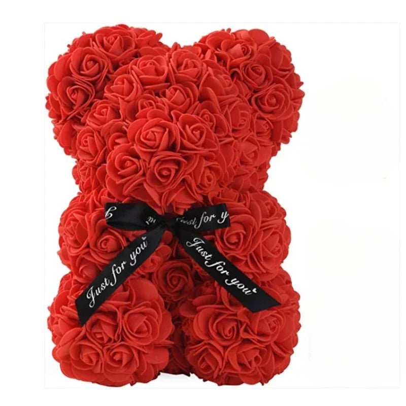 2024 Nouvelle Fleur Artificielle Rose Éternelle Ours en Peluche pour Maman Fête des Mères Anniversaire Saint Valentin Cadeaux et Décorations d'Anniversaire