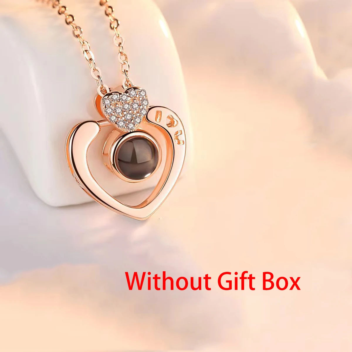 Love Projection Necklace With Exquisite Rose Gift Box100 Languages I Love You