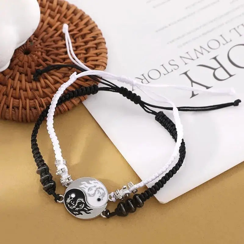 Braccialetto Yin Yang con figura di drago alla moda 2025, coppia di braccialetti regolabili, fidanzato, fidanzata, San Valentino, gioielli per l'amicizia