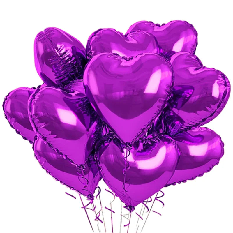 Lot de 60 à 5 ballons gonflables en forme de cœur rouge en aluminium, décorations de fête d'anniversaire à faire soi-même, cadeaux de mariage pour la Saint-Valentin